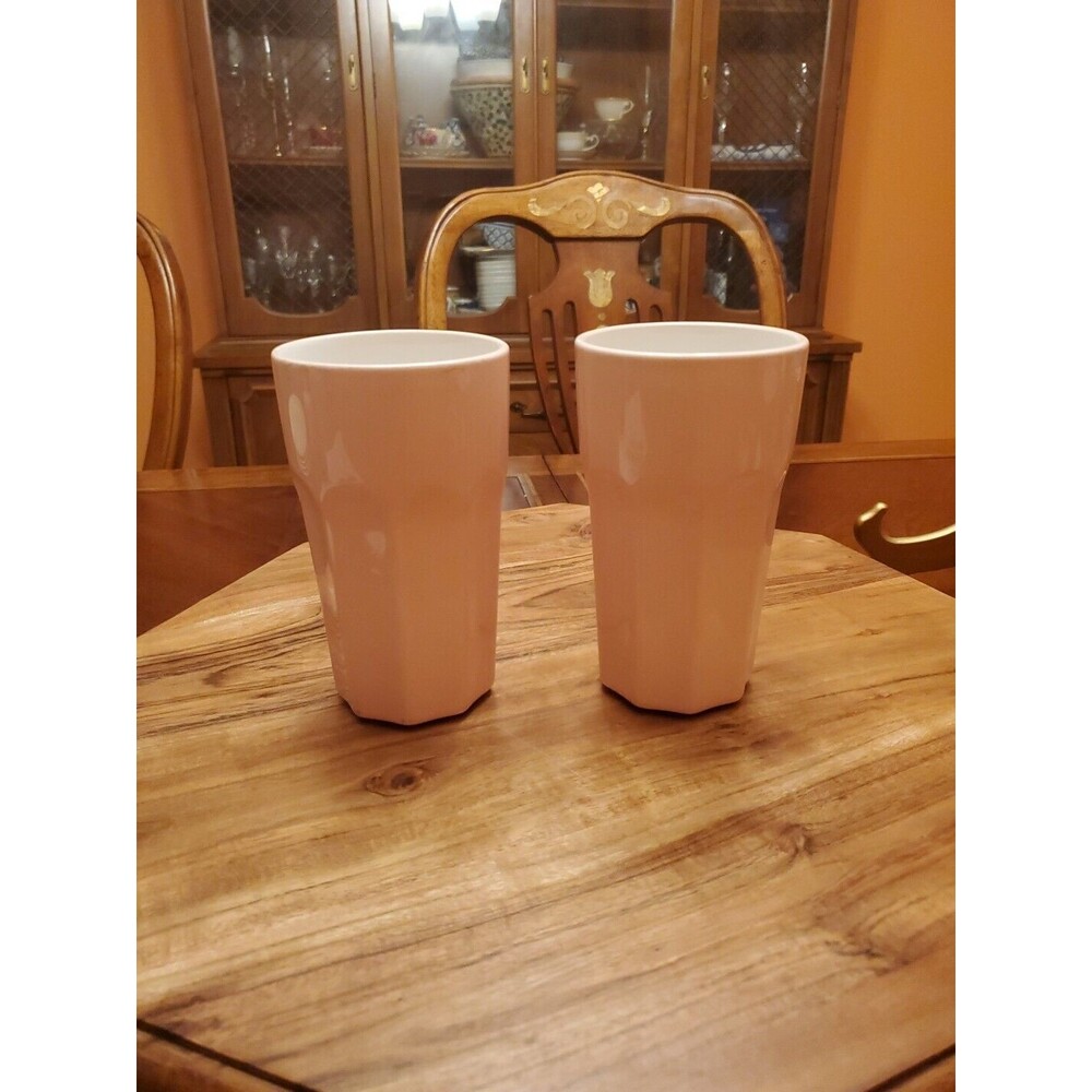 Ikea Pokal Beige Tan Milkshake Glasses Tumblers 6" 12011 Set of 2